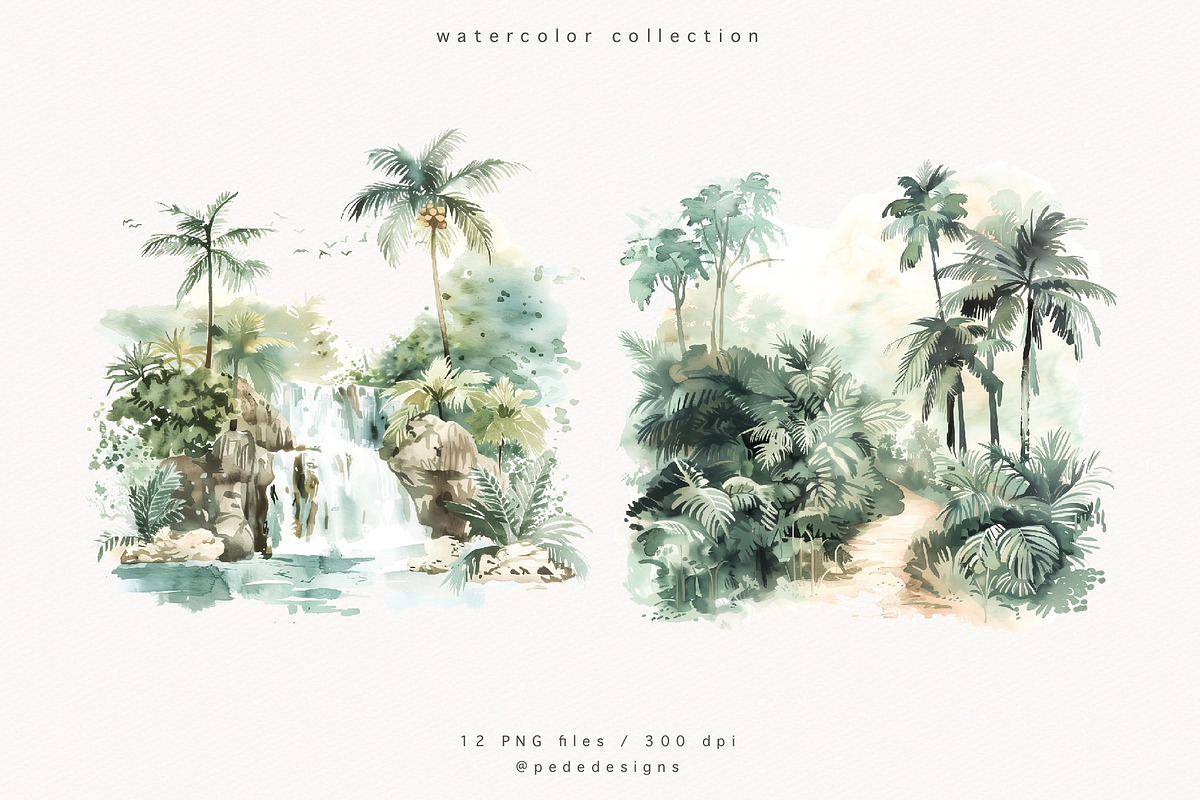 Watercolor Tropics, a Decorative Illustration by PeDe Designs (Photo 5 of 13)