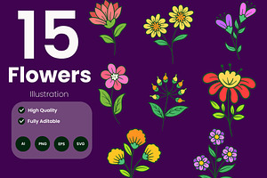 Flower Illustration Pack, an Illustration by baii09