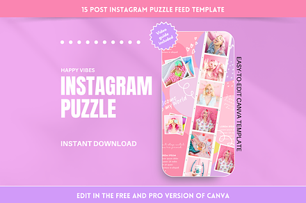 Pink Instagram Puzzle, a Social Media Template by SunshineStudioBoutique