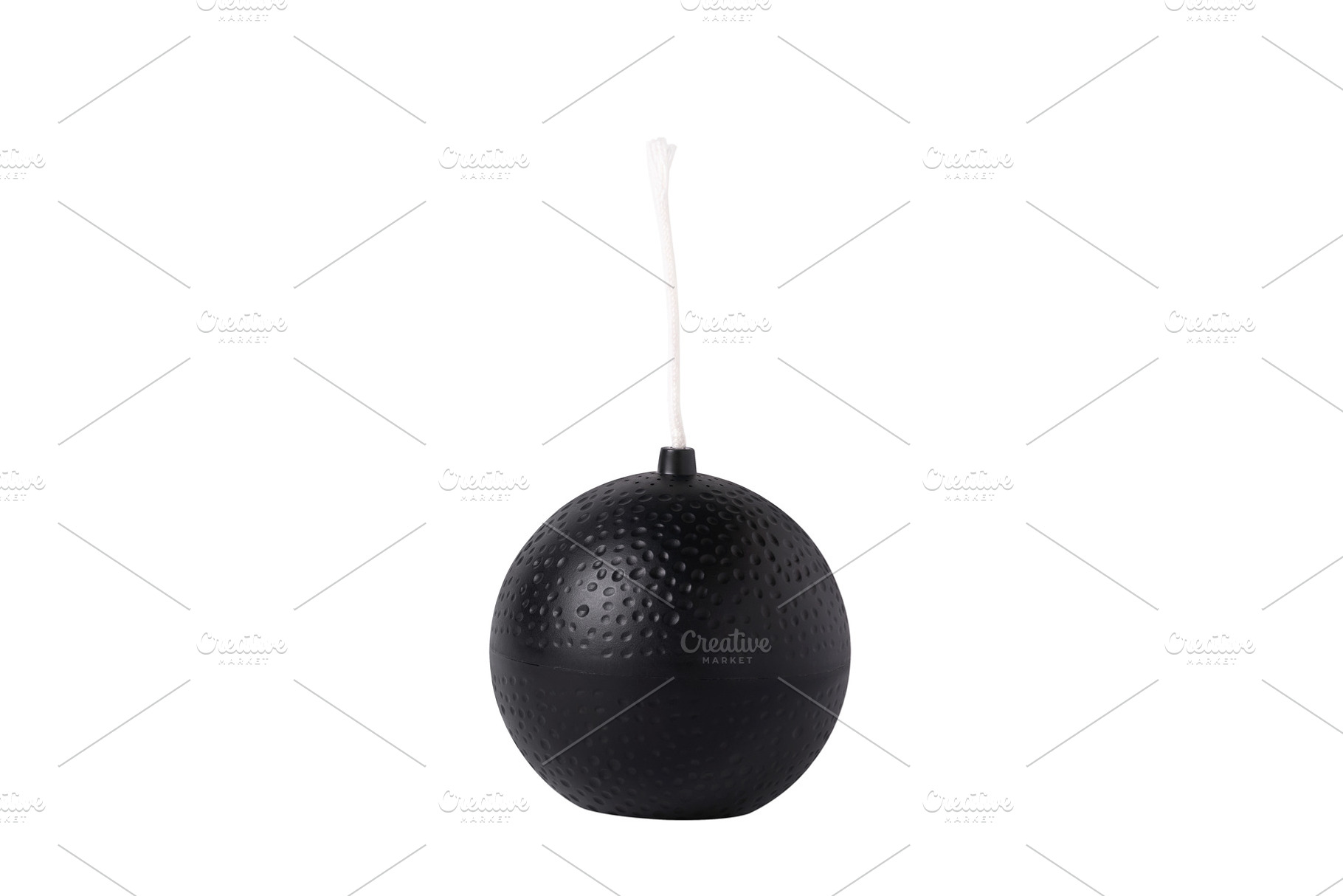 Black spherical cartoon bomb with textured surface and white fus, a Holiday Photo by Ales Munt