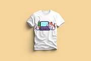 Laptop Setup With Cat Cartoon, a Work Illustration by Artstorystudio (Thumbnail 3 of 3)