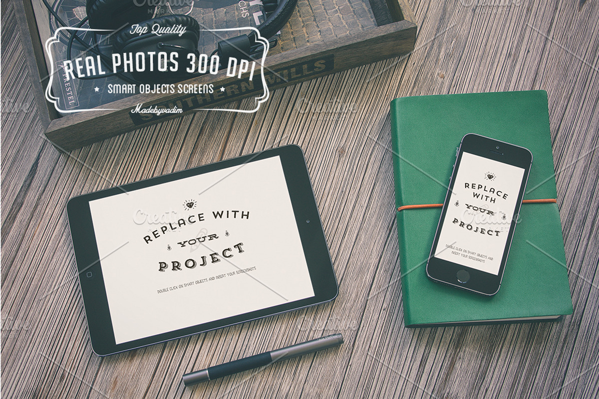 3 Hip iPad & iPhone mock-ups, an iPhone Mockup by Madebyvadim (Photo 3 of 3)