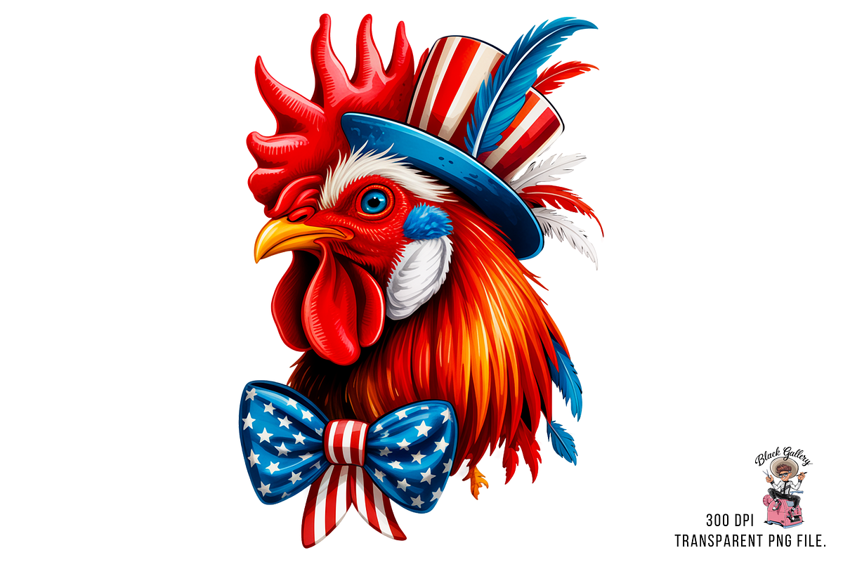 Patriotic Rooster Sublimation PNG, a Graphic by Clipart Bloom (Photo 7 of 13)