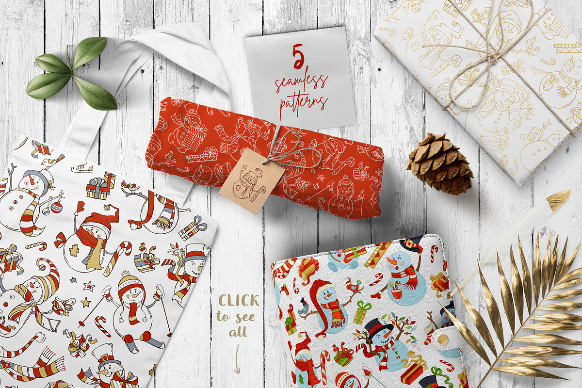 Cute Snowmen Set, a Decorative Illustration by MaljukArt (Photo 12 of 14)