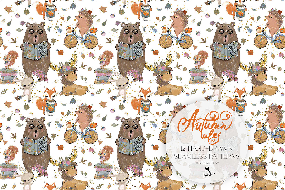 Fall Woodland Clipart & Patterns Kit, a Seasonal Illustration by KaramfilaS (Photo 16 of 25)