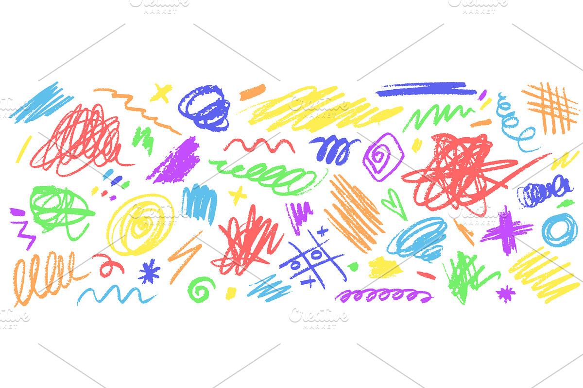 Crayon scribbles. Hand drawn pastel, an Illustration by Stock-Smart-Start