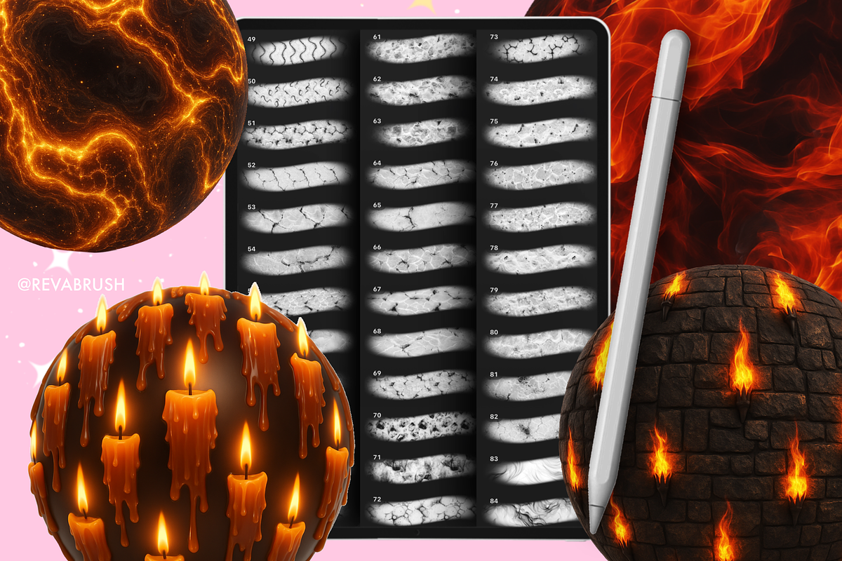 Procreate Volcano Fire texture brush, a Brush Add-On by Revabrush (Photo 6 of 8)