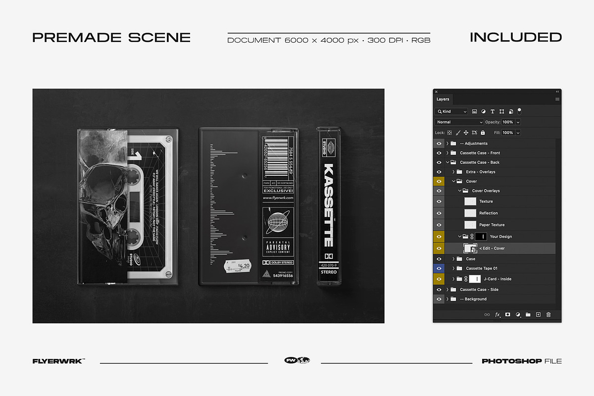 Cassette Mockup Bundle, a Product Mockup by FLYERWRK (Photo 15 of 16)