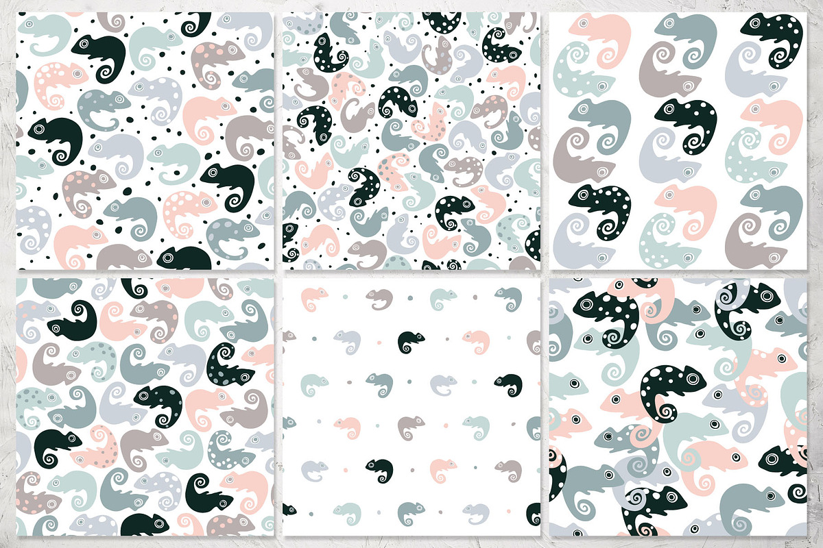 Patterns with CHAMELEONS, a Pattern Graphic by pineart
