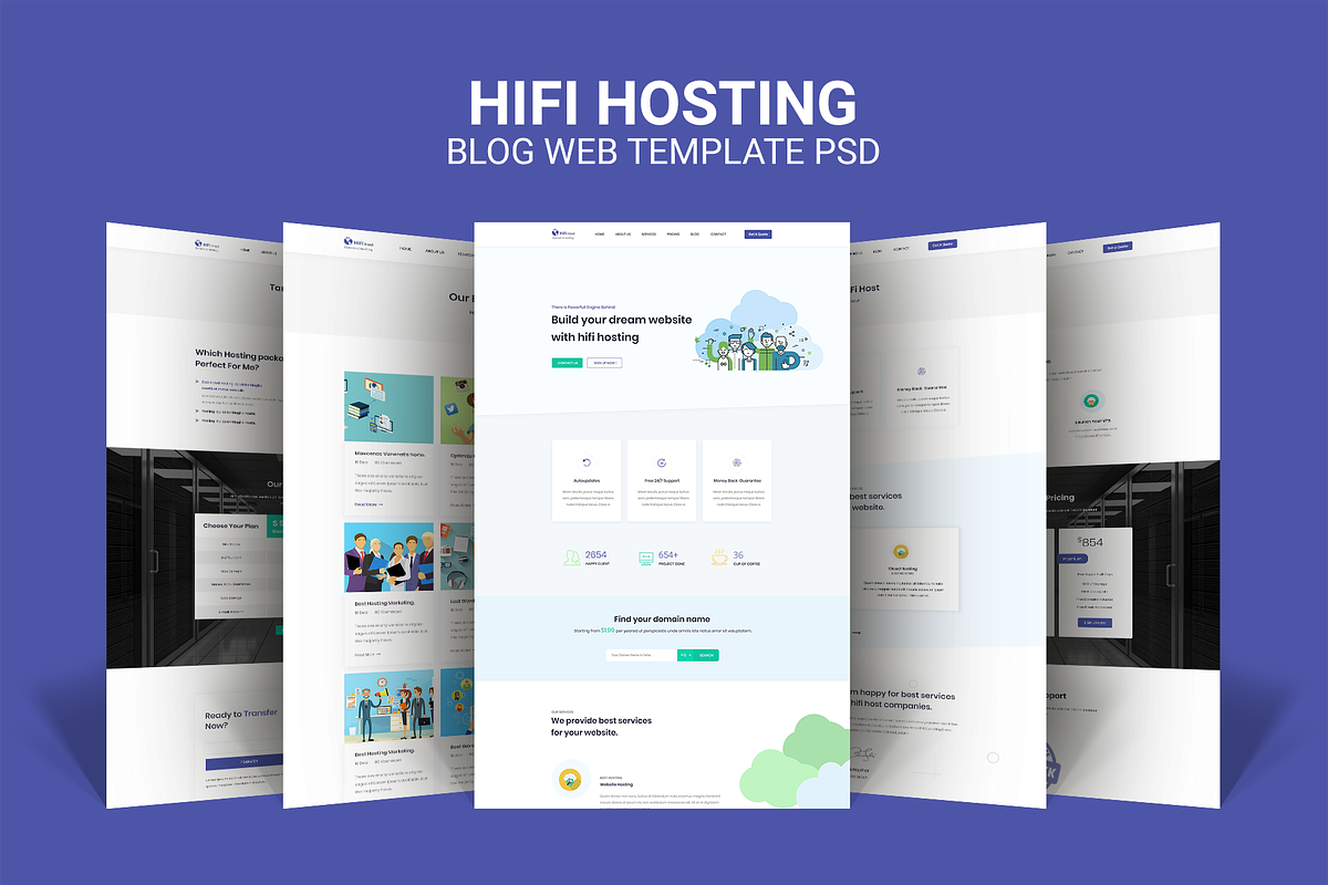 Hifi Hosting- Web Template PSD, a Templates & Theme by Themeix (Photo 1 of 5)