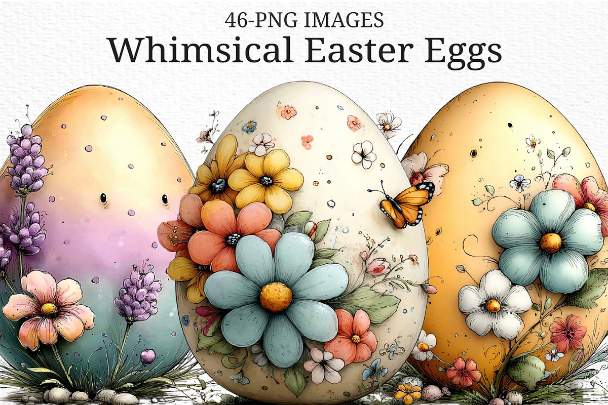 Whimsical Easter Eggs Clipart Png, an Illustration by Craft Nest (Photo 1 of 8)