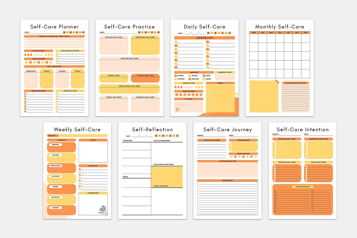 Self Care Help Planner Canva, a Stationery Template by MNT-Creator (Photo 4 of 8)