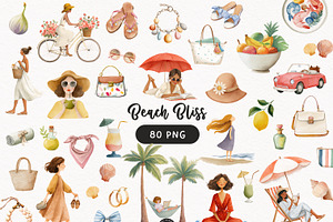 Mediterranean Summer Clipart Bundle