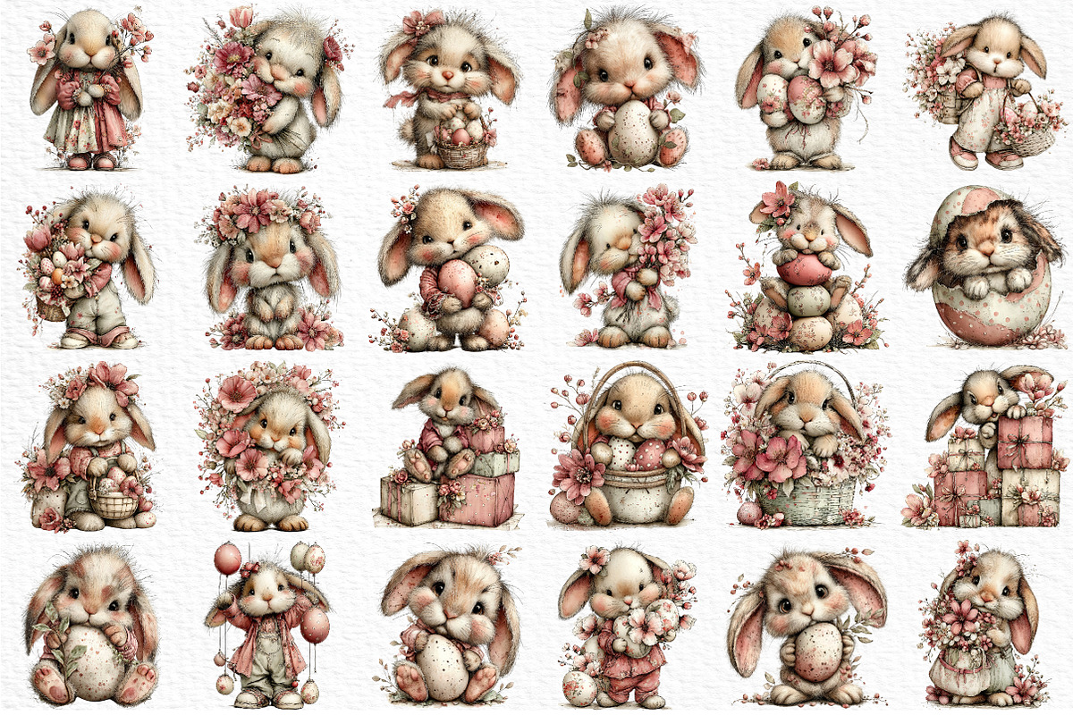 Whimsical Easter Bunny Clipart, an Illustration by Craft Nest (Photo 6 of 11)