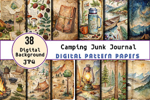 Camping Junk Journal Digital Papers, an Illustration by Wow Magic