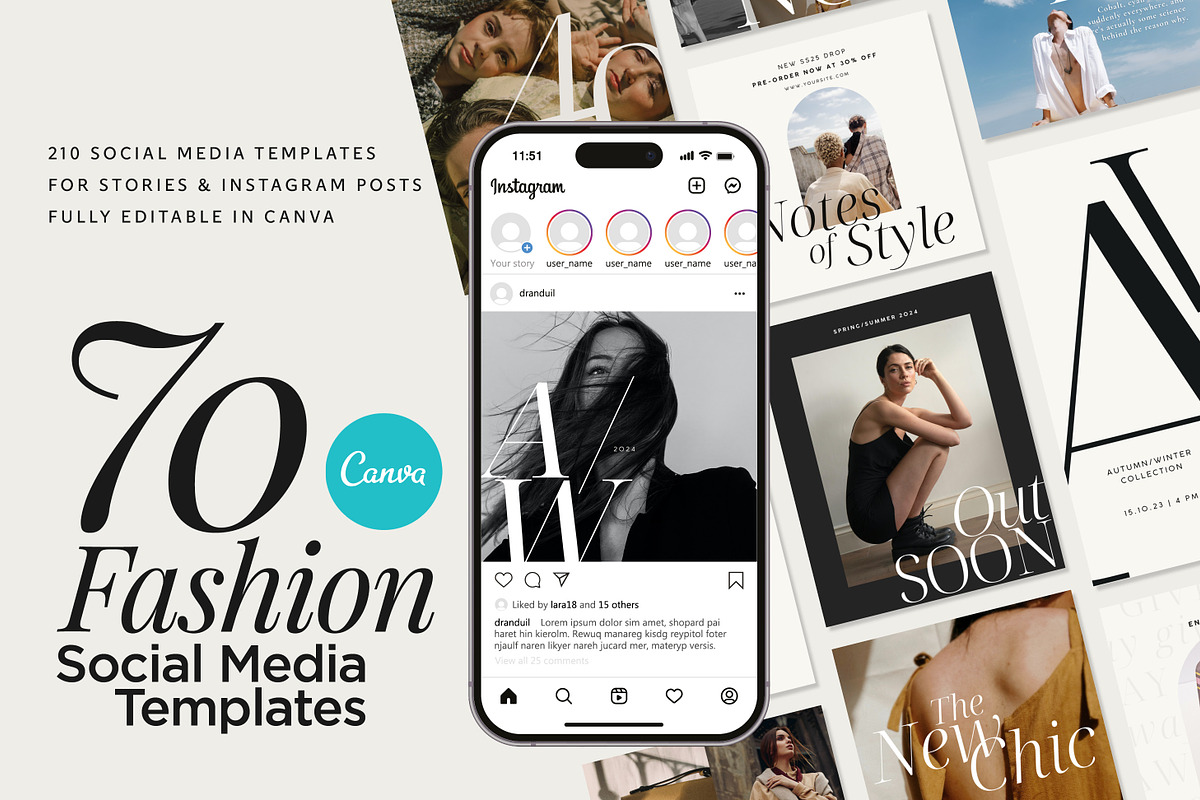 Fashion Social Media Templates CANVA, a Templates & Theme by Paper Flowers Studio (Photo 1 of 8)