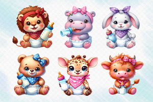 Baby Animal Sublimation Clipart