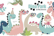 Dino Park Clipart, an Illustration by helloPAPER (Thumbnail 1 of 2)