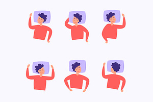Man sleeping in different poses.