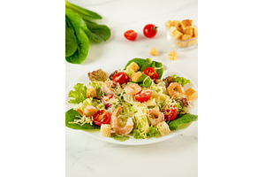 Caesar salad with shrimps, a Food & Drink Photo by Fascinadora