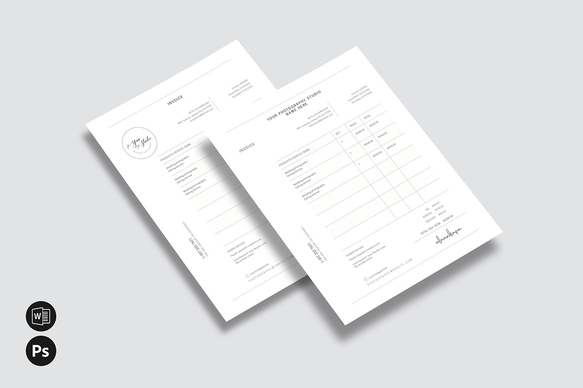 Printable Modern Invoice Template, a Stationery Template by Axpand (Photo 5 of 6)
