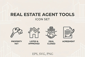 Real Estate Agent Tool Icons, an Outline Icon by adenpinkstore