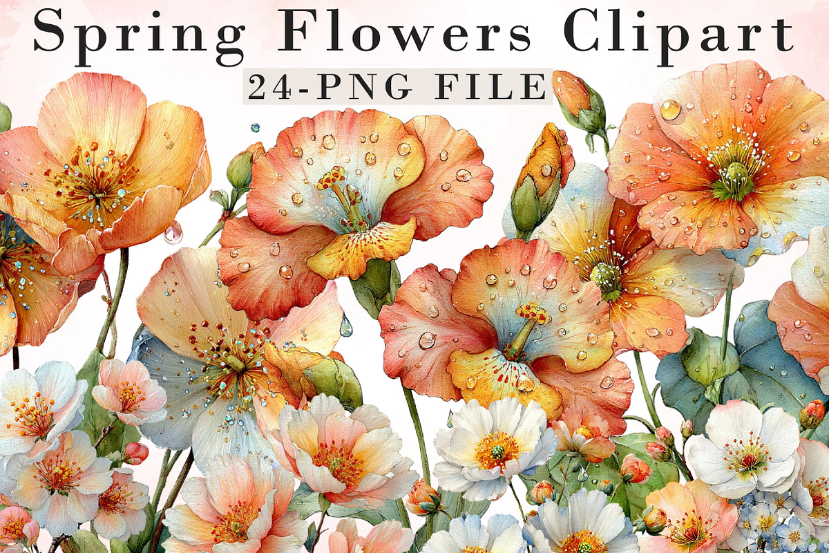 Whimsical Spring Flowers Clipart, an Illustration by Libby Wishes (Photo 1 of 8)