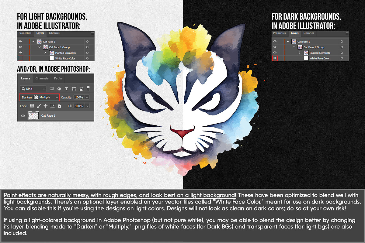 Painted Kitties Vector Pack III, an Illustration by Paper Element (Photo 4 of 4)
