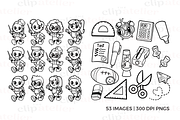 Retro Back to School Line Art, an Illustration by TheClipAtelier (Thumbnail 3 of 4)