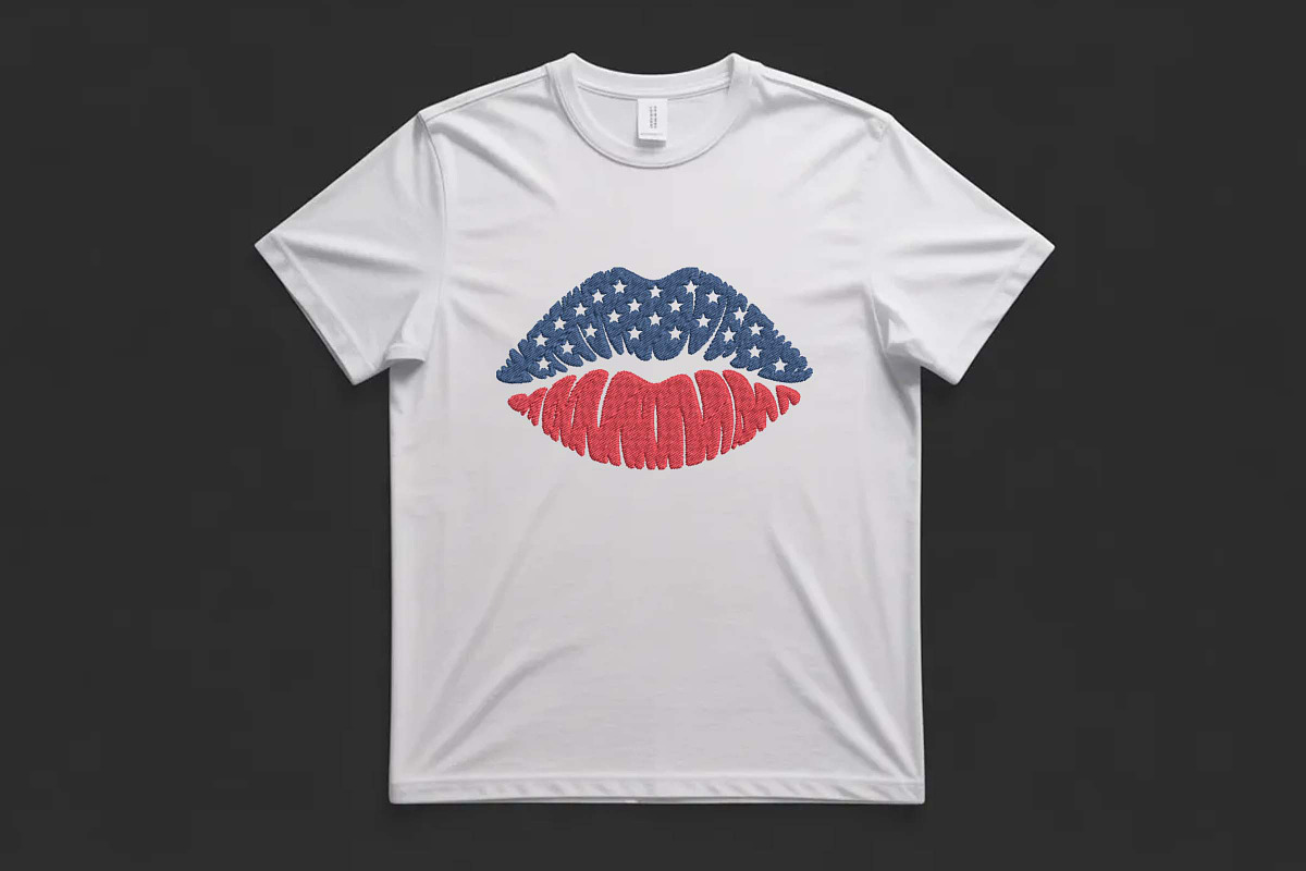 USA Flag Lips Embroidery Design, an Illustration by Purpose Ekbal (Photo 2 of 3)