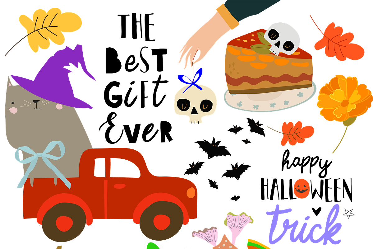 Cartoon Set With Halloween Elements, a Seasonal Illustration by Maria Starus (Photo 2 of 3)