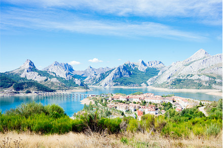 Landscape of Riano, a village with, a Nature Photo by Xavi Bosch Stock