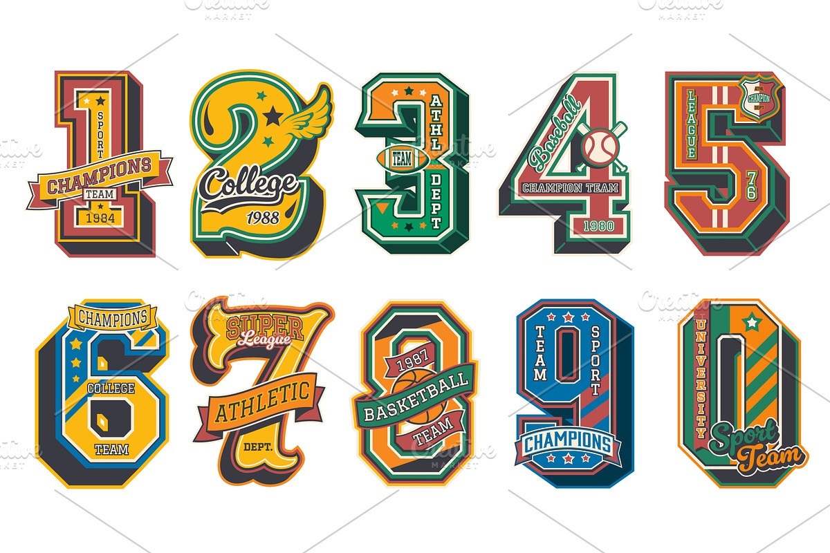 Varsity sport patch labels, a Sport Illustration by Vector Tradition