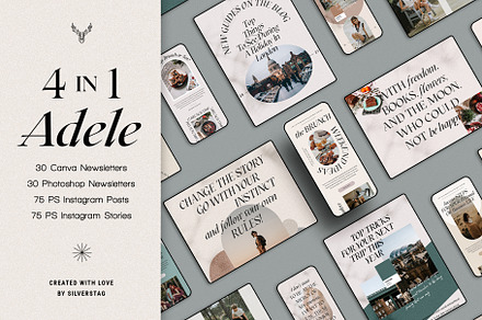 Adele - 4 In 1 Templates Pack, a Marketing Template by SilverStag Type Foundry