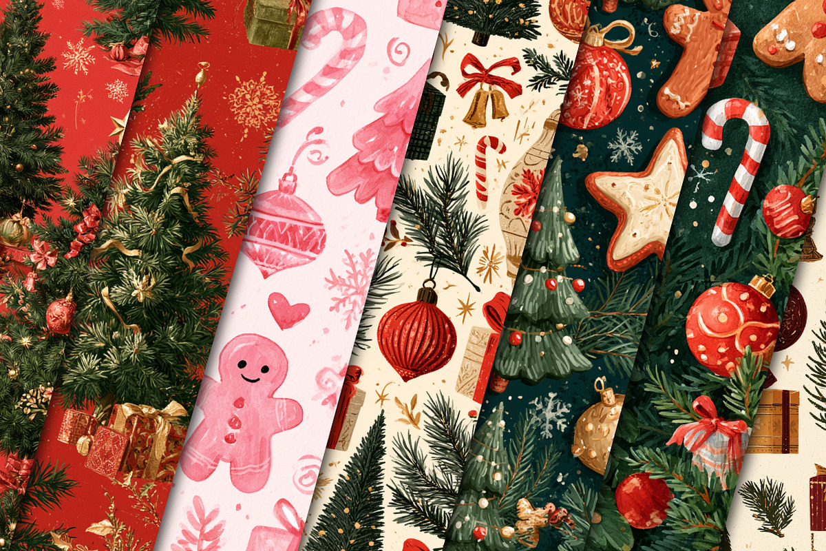 Christmas Digital Paper Pack, a Pattern Graphic by Black Bird Studio (Photo 2 of 6)