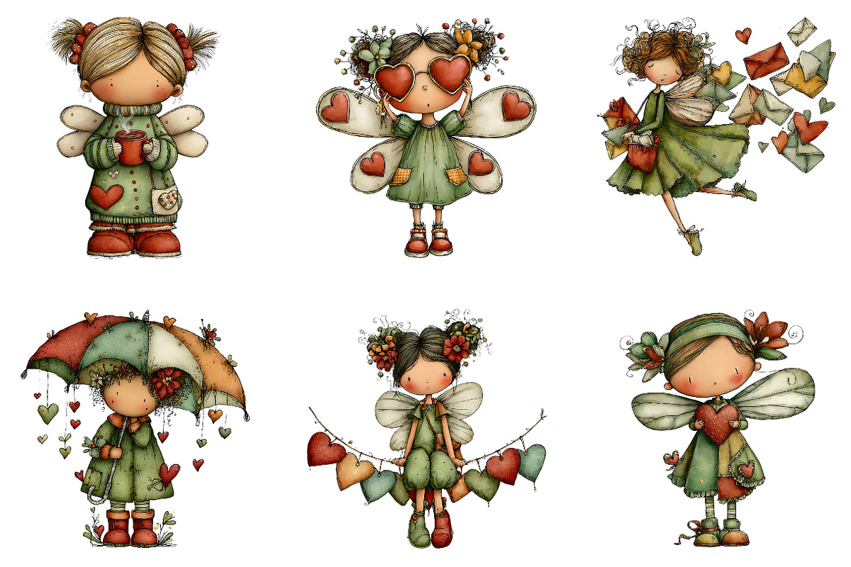 Whimsical Valentin Fairy Clipart, an Illustration by CreationArt (Photo 4 of 6)