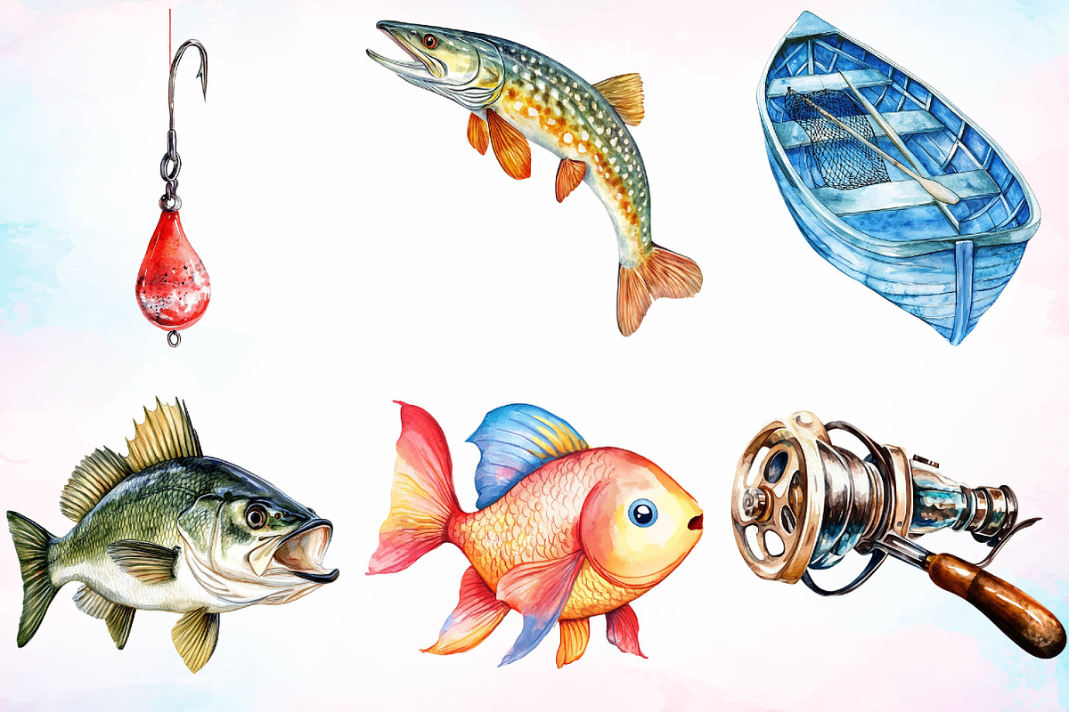 Watercolor Fishing Sublimation PNG, an Illustration by Canvas Craft (Photo 3 of 3)