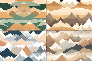 20 Seamless Neutral Mountains Set