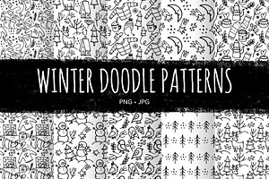 Winter Doodle Patterns set