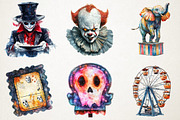 Ghostly Circus Halloween Graphics, an Illustration by RobertsArt (Thumbnail 6 of 7)