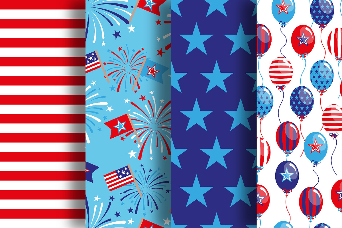 Seamless American Party Patterns, a Pattern Graphic by Iryna Denysova (Photo 5 of 13)