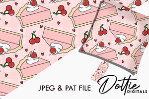 Pink Cherry Pie And Cream Pattern