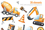 Watercolor Construction Clipart PNG, a Transportation Illustration by Mespilia (Thumbnail 2 of 5)