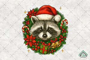 Christmas Raccoon PNG, an Illustration by Craft Nest