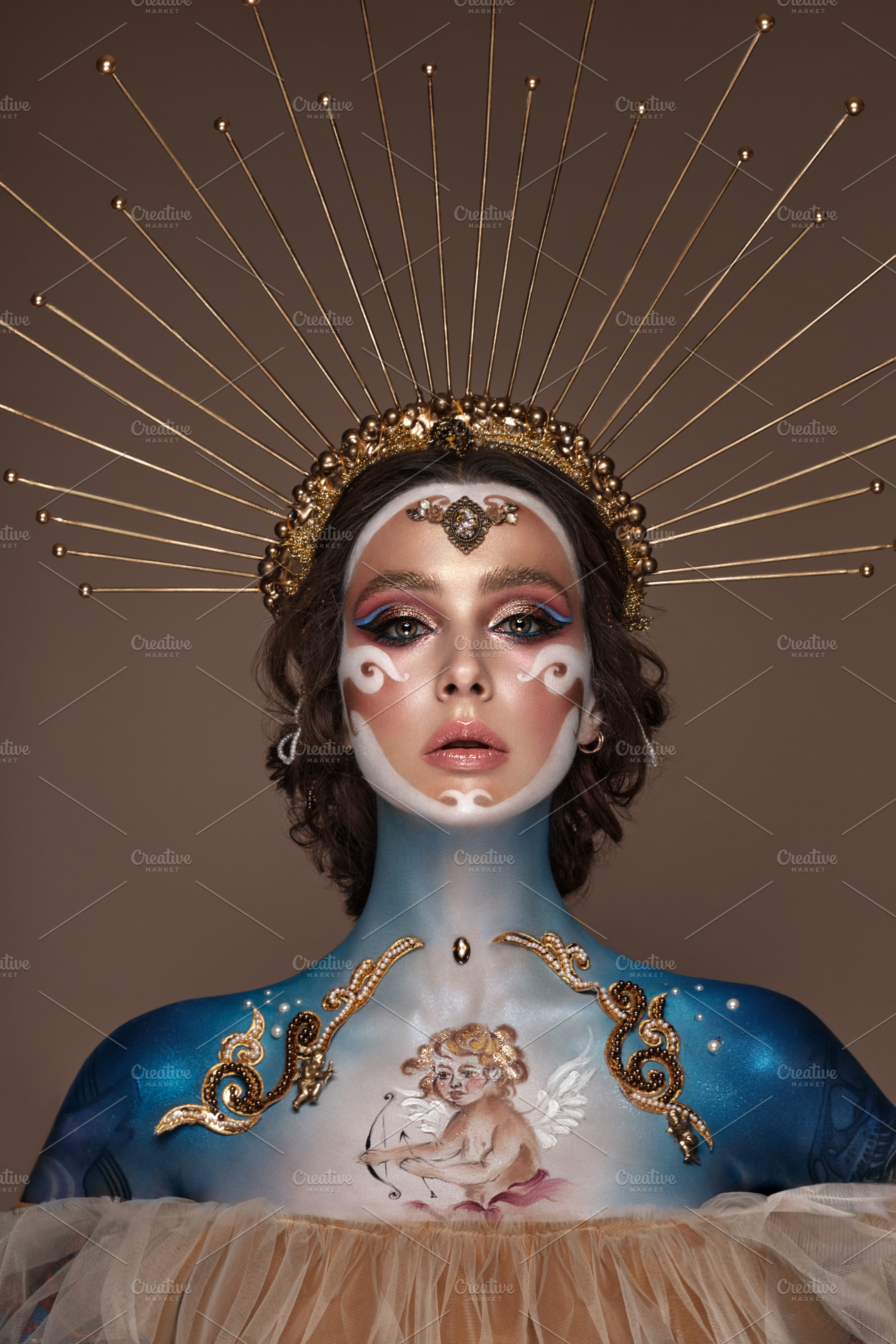 Portrait of a girl with gold and containing beauty, makeup, and fashion, a Beauty & Fashion Photo by KOBRIN|PHOTO