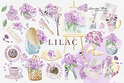 Lilac Watercolor Clipart Set, a Seasonal Illustration by Leonaa art (Thumbnail 1 of 8)
