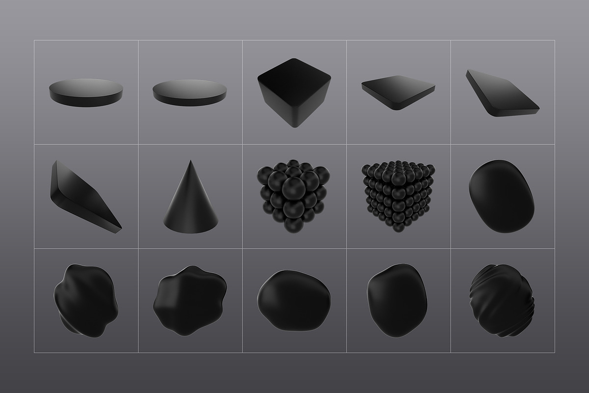 3D Black Shapes - 120 illustrations, an Object Graphic by assetpro.design (Photo 13 of 15)