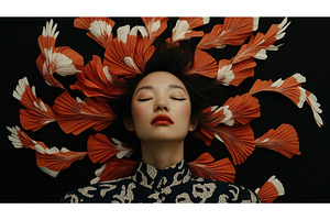 Asian woman in patterned clothing, a Beauty & Fashion Photo by Sergey Kotenev