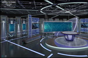 Virtual TV Studio News Set 5