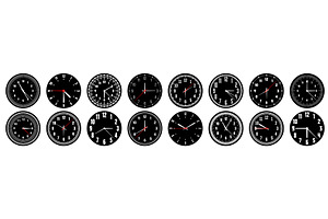Mechanical clock faces with hands, an Object Illustration by 32pixels